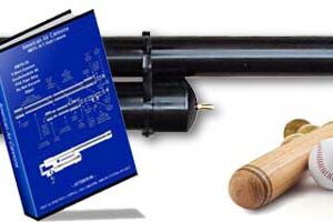 T-shirt cannon with baseball bat and balls